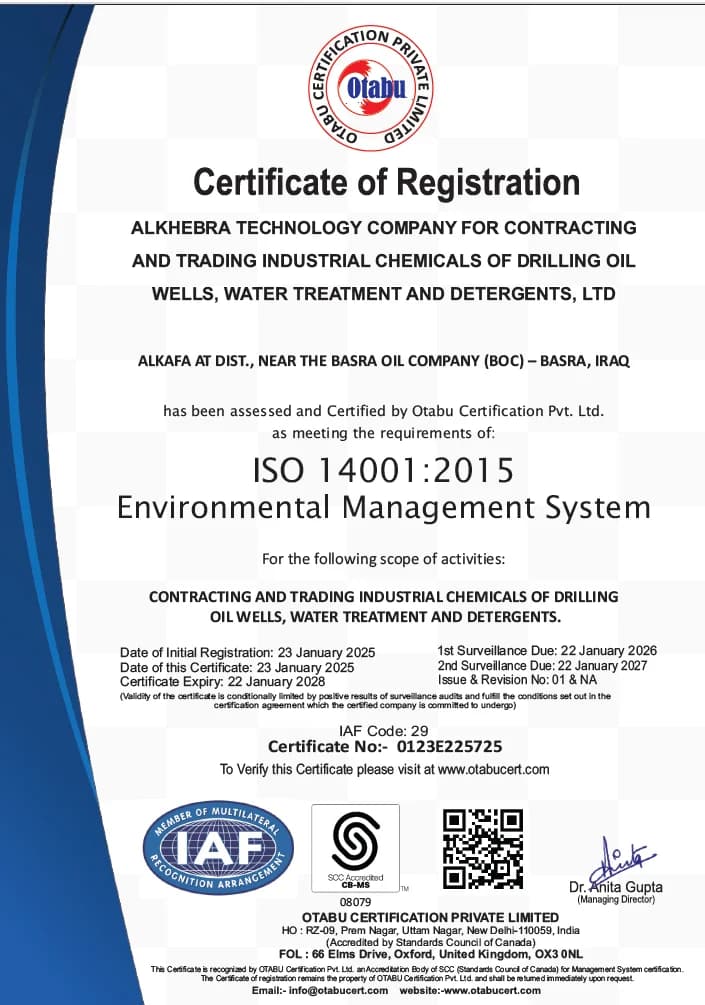ISO 14001:2015 Environmental Management System certificate