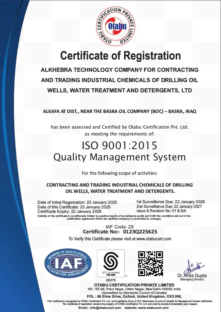 ISO 9001:2015 Quality Management System certificate